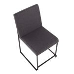 Fuji Black Steel Charcoal High Back Contemporary Dining Chairs (Set of 2)