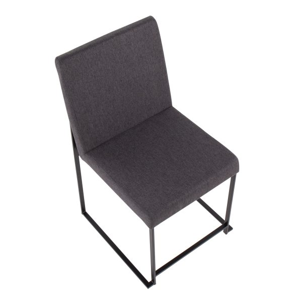 Fuji Black Steel Charcoal High Back Contemporary Dining Chairs Set of 2 9
