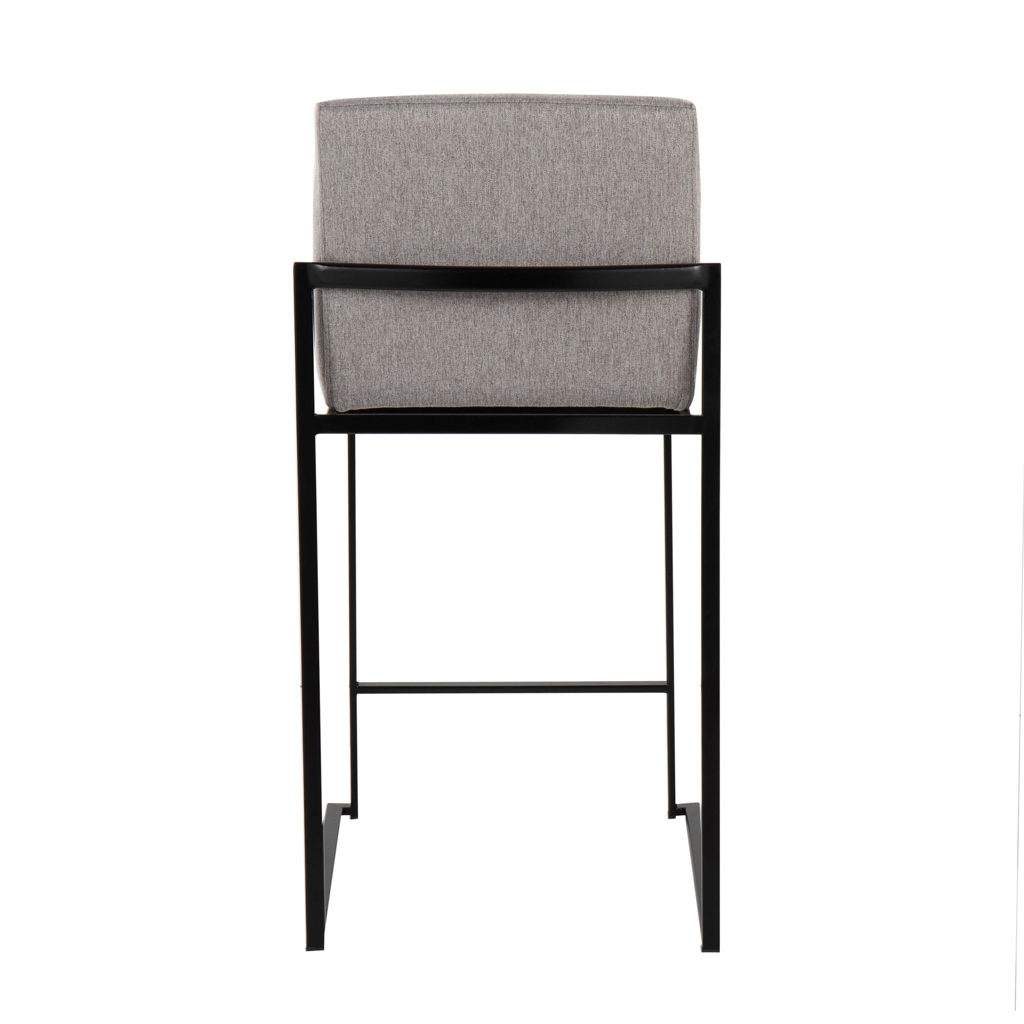 Fuji Black Steel Grey Fabric Contemporary Counter Stools (Set of 2) 5 Fuji Black Steel Grey Fabric Contemporary Counter Stools (Set of 2) - Image 5