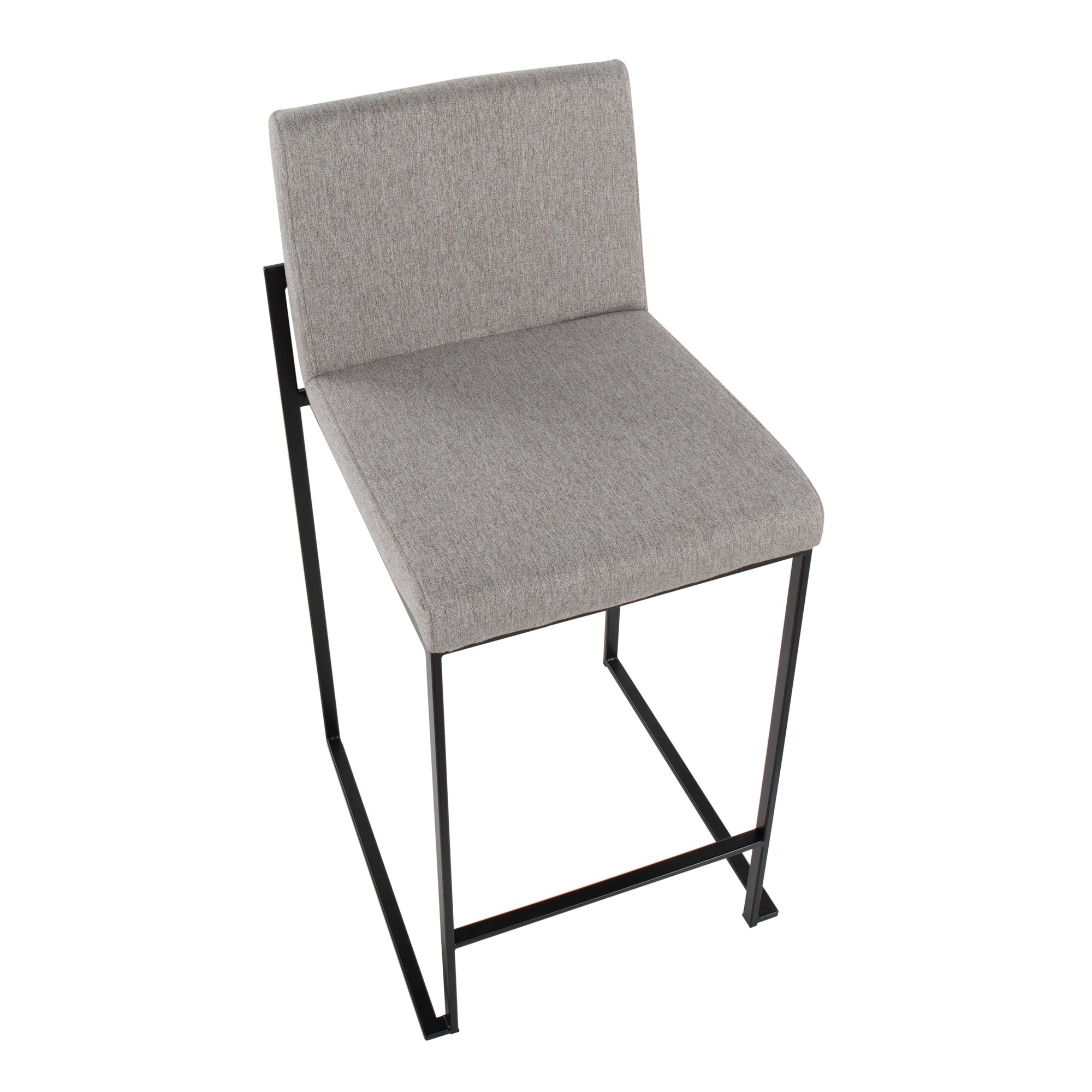 Fuji Black Steel Grey Fabric Contemporary Counter Stools (Set of 2) 7 Fuji Black Steel Grey Fabric Contemporary Counter Stools (Set of 2) - Image 7