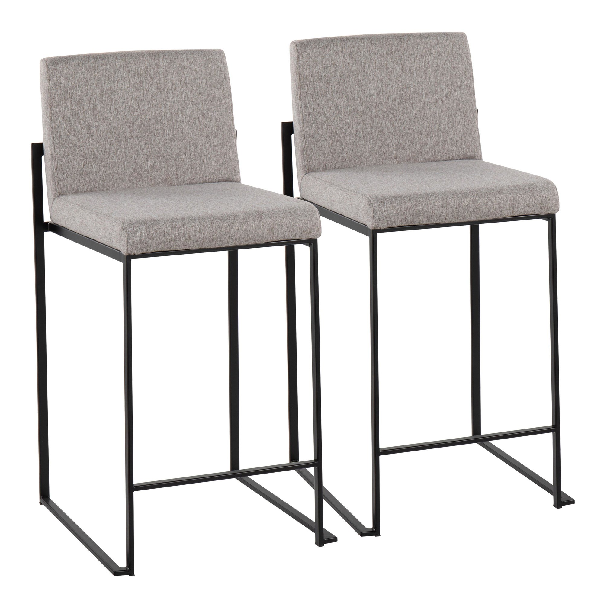 Fuji Black Steel Grey Fabric Contemporary Counter Stools (Set of 2) 1 Fuji Black Steel Grey Fabric Contemporary Counter Stools (Set of 2)