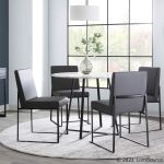 Fuji Black Steel Grey Faux Leather High Back Chairs (Set of 2)