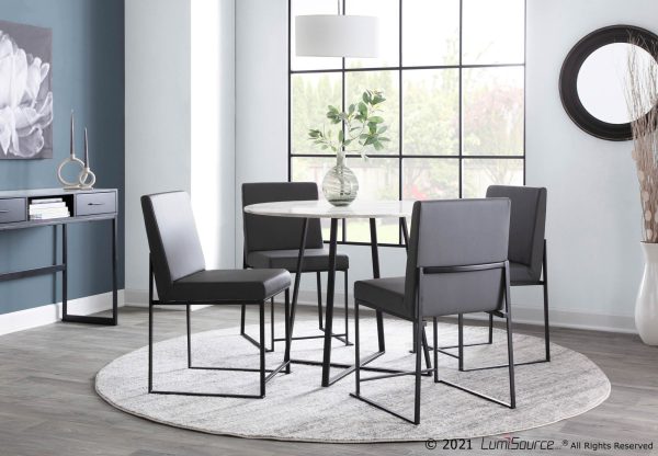Fuji Black Steel Grey Faux Leather High Back Chairs Set of 2 1