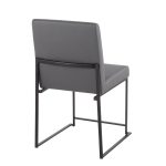 Fuji Black Steel Grey Faux Leather High Back Chairs (Set of 2)