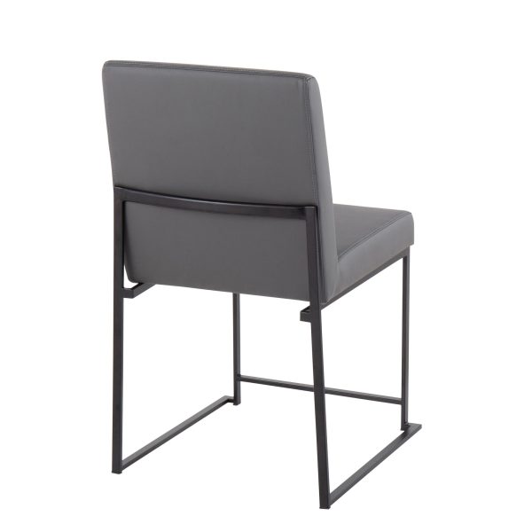 Fuji Black Steel Grey Faux Leather High Back Chairs Set of 2 10
