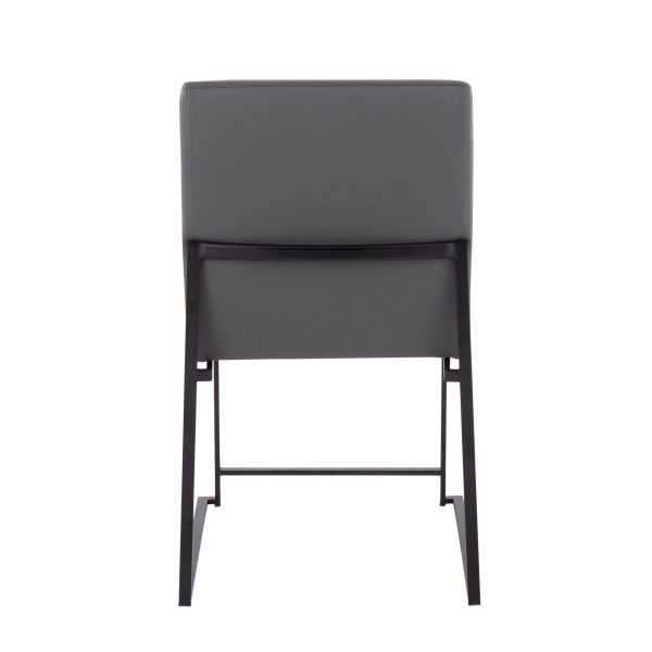 Fuji Black Steel Grey Faux Leather High Back Chairs Set of 2 11