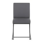 Fuji Black Steel Grey Faux Leather High Back Chairs (Set of 2)