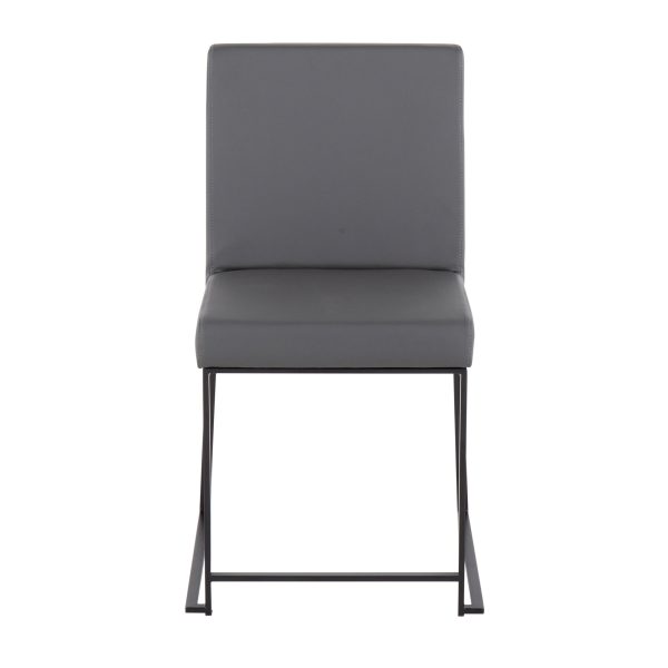 Fuji Black Steel Grey Faux Leather High Back Chairs Set of 2 12