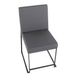 Fuji Black Steel Grey Faux Leather High Back Chairs (Set of 2)
