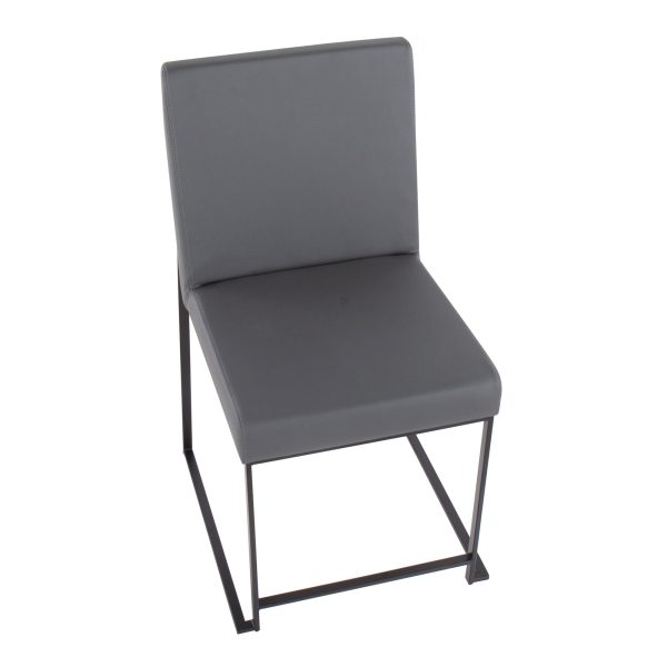 Fuji Black Steel Grey Faux Leather High Back Chairs Set of 2 13
