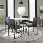 Fuji Black Steel Grey Faux Leather High Back Chairs (Set of 2)