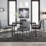 Fuji Black Steel Grey Faux Leather High Back Chairs (Set of 2)