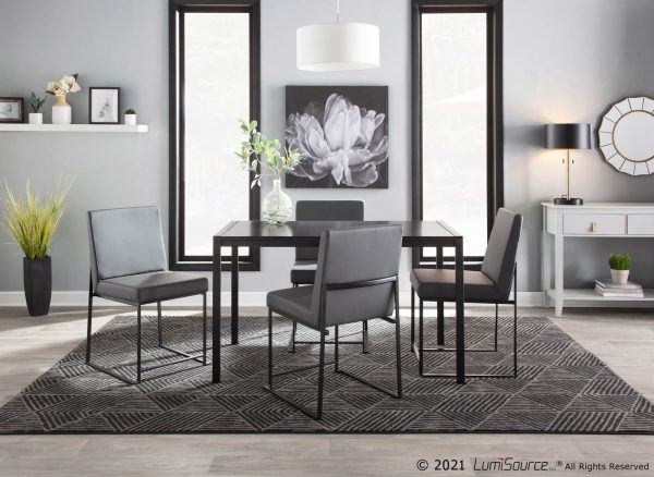 Fuji Black Steel Grey Faux Leather High Back Chairs Set of 2 2