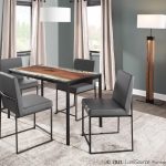 Fuji Black Steel Grey Faux Leather High Back Chairs (Set of 2)