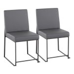 Fuji Black Steel Grey Faux Leather High Back Chairs (Set of 2)