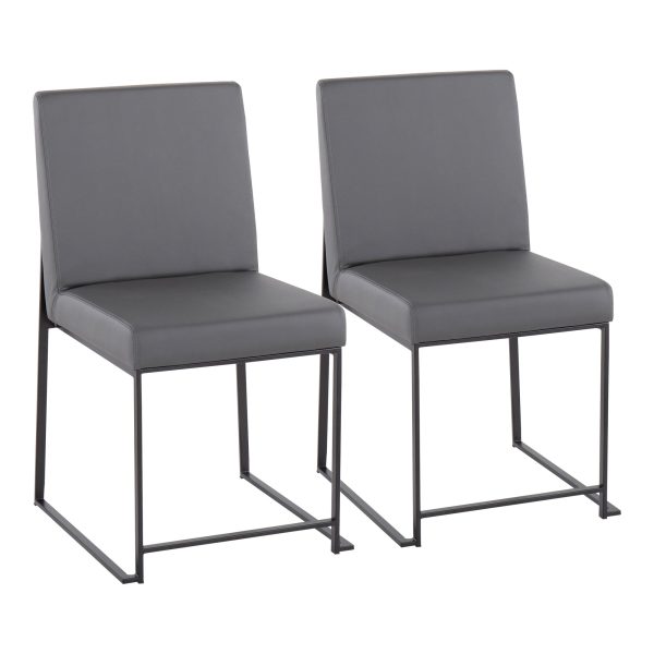 Fuji Black Steel Grey Faux Leather High Back Chairs Set of 2 7