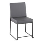 Fuji Black Steel Grey Faux Leather High Back Chairs (Set of 2)