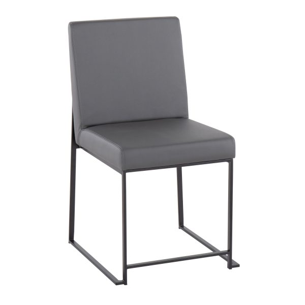 Fuji Black Steel Grey Faux Leather High Back Chairs Set of 2 8