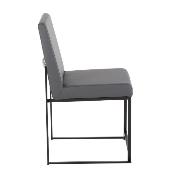 Fuji Black Steel Grey Faux Leather High Back Chairs Set of 2 9