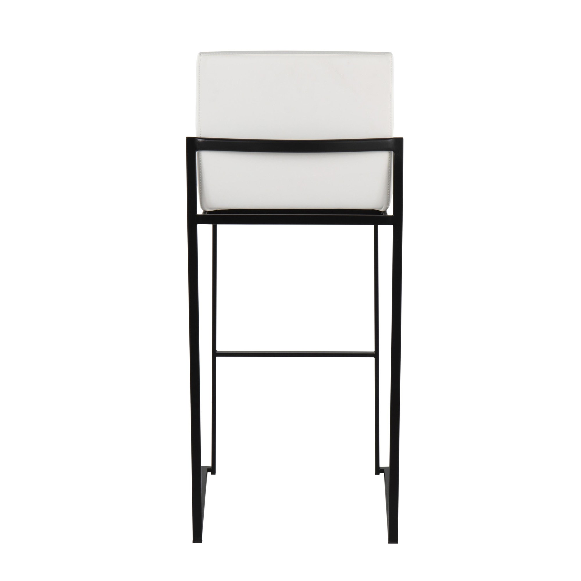 Fuji Black Steel White Faux Leather Contemporary Bar Stools (Set of 2) 6 Fuji Black Steel White Faux Leather Contemporary Bar Stools (Set of 2) - Image 6