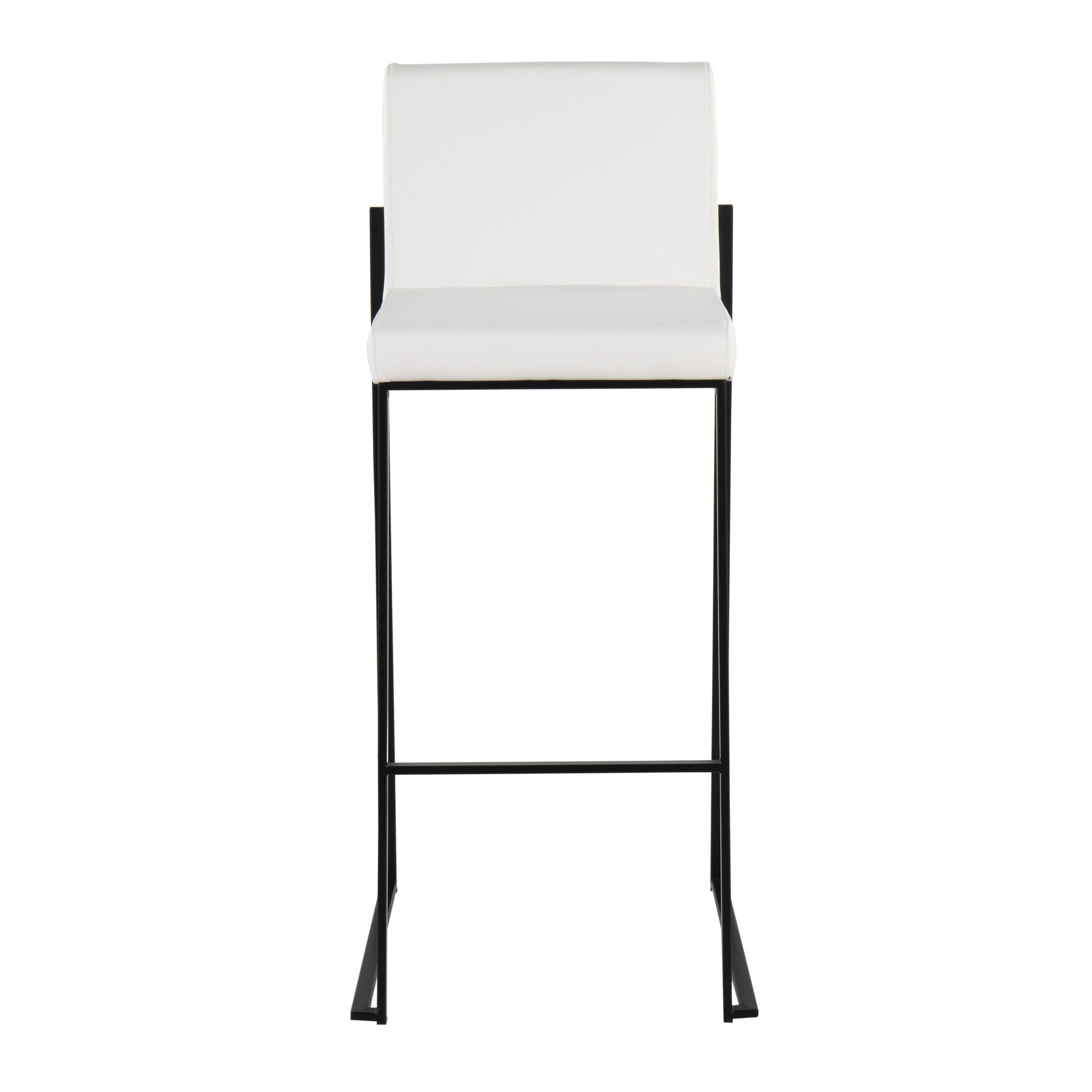 Fuji Black Steel White Faux Leather Contemporary Bar Stools (Set of 2) 7 Fuji Black Steel White Faux Leather Contemporary Bar Stools (Set of 2) - Image 7