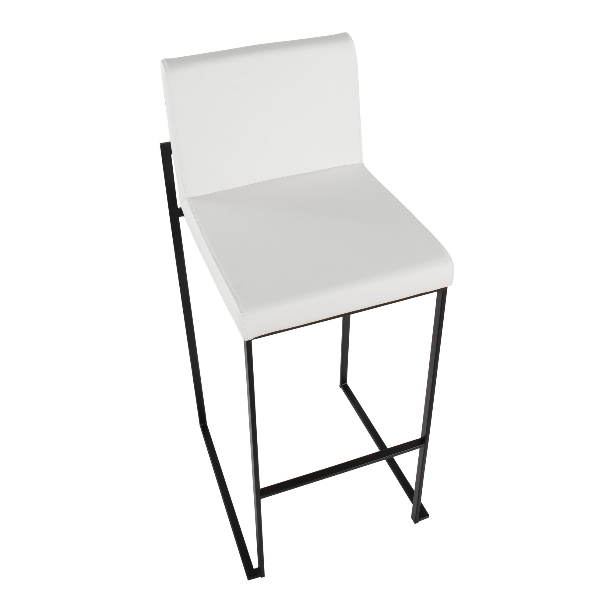 Fuji Black Steel White Faux Leather Contemporary Bar Stools (Set of 2) 8 Fuji Black Steel White Faux Leather Contemporary Bar Stools (Set of 2) - Image 8