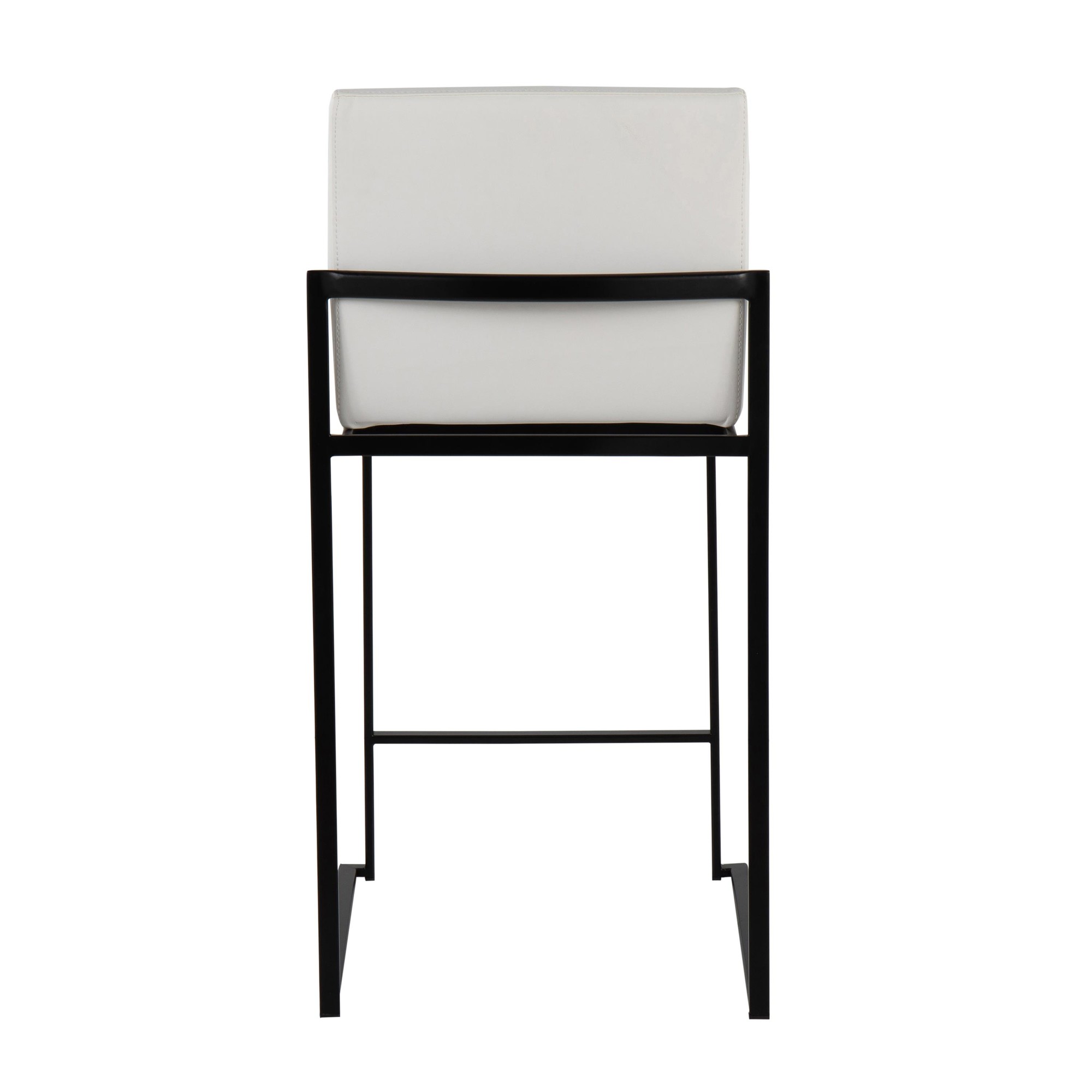 Fuji Black Steel White Faux Leather Contemporary Counter Stools (Set of 2) 5 Fuji Black Steel White Faux Leather Contemporary Counter Stools (Set of 2) - Image 5