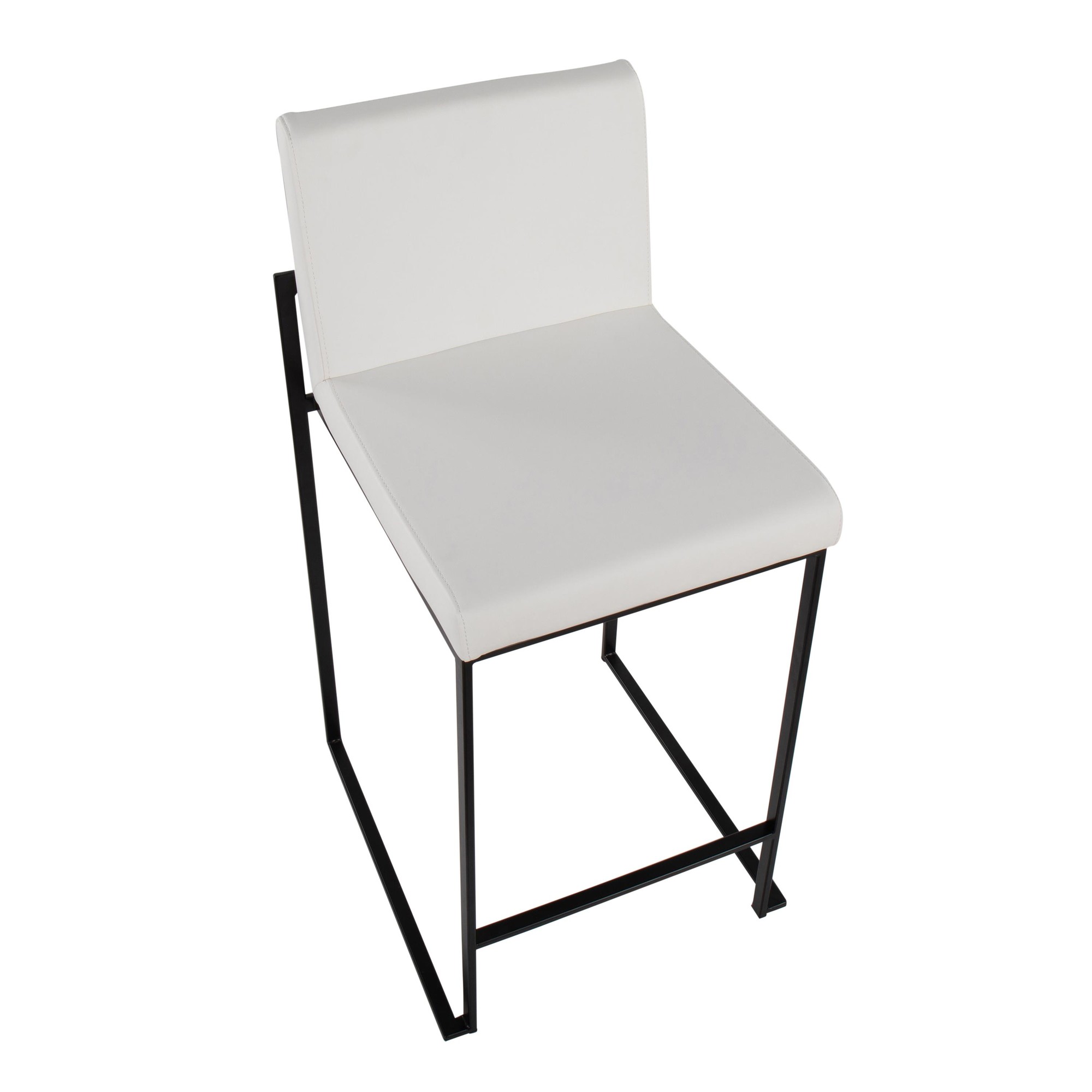 Fuji Black Steel White Faux Leather Contemporary Counter Stools (Set of 2) 7 Fuji Black Steel White Faux Leather Contemporary Counter Stools (Set of 2) - Image 7