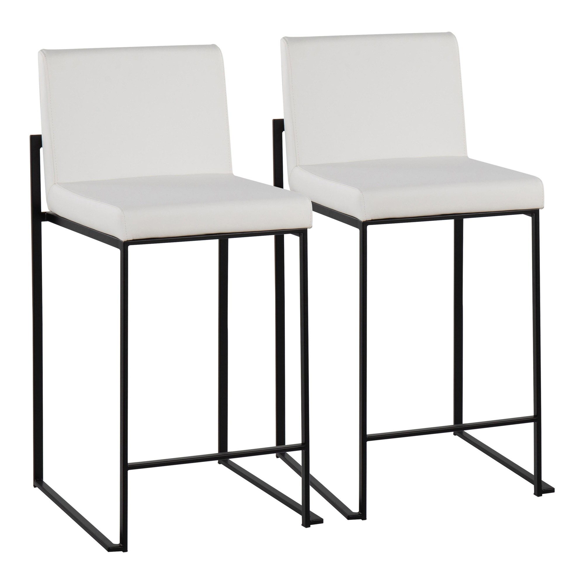 Fuji Black Steel White Faux Leather Contemporary Counter Stools (Set of 2) 1 Fuji Black Steel White Faux Leather Contemporary Counter Stools (Set of 2)