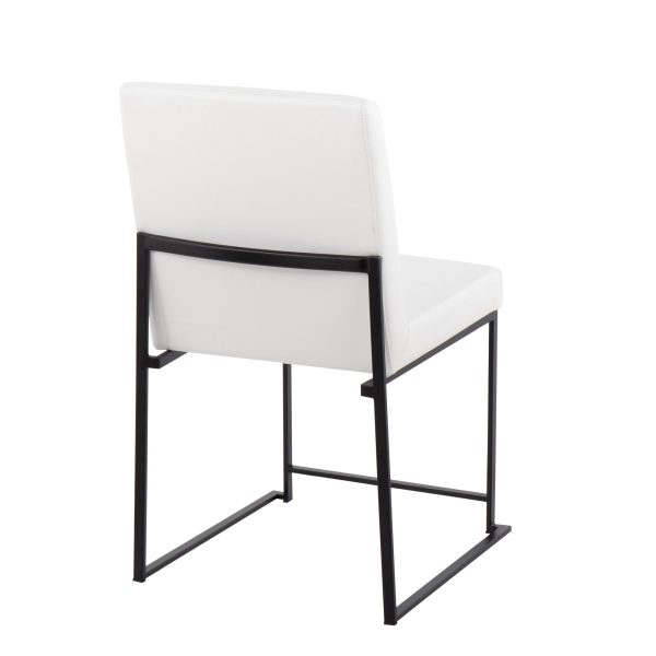 Fuji Black Steel White Faux Leather High Back Dining Chairs Set of 2 11