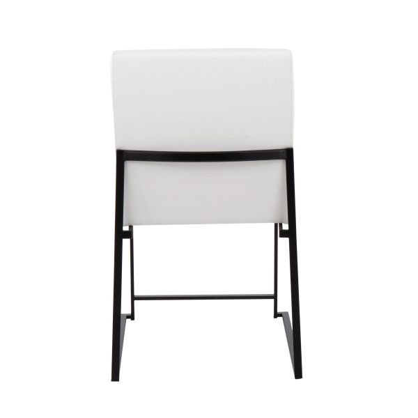 Fuji Black Steel White Faux Leather High Back Dining Chairs Set of 2 12