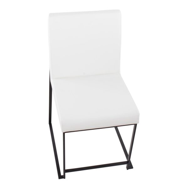 Fuji Black Steel White Faux Leather High Back Dining Chairs Set of 2 14