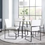 Fuji Black Steel White Faux Leather High Back Dining Chairs (Set of 2) 17 Fuji Black Steel White Faux Leather High Back Dining Chairs (Set of 2)