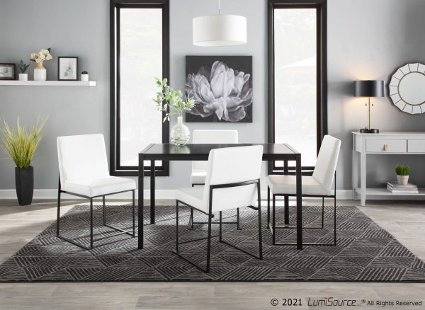 Fuji Black Steel White Faux Leather High Back Dining Chairs Set of 2 2
