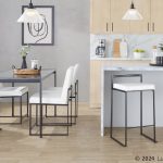 Fuji Black Steel White Faux Leather High Back Dining Chairs (Set of 2) 22 Fuji Black Steel White Faux Leather High Back Dining Chairs (Set of 2)