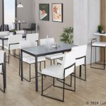 Fuji Black Steel White Faux Leather High Back Dining Chairs (Set of 2) 23 Fuji Black Steel White Faux Leather High Back Dining Chairs (Set of 2)