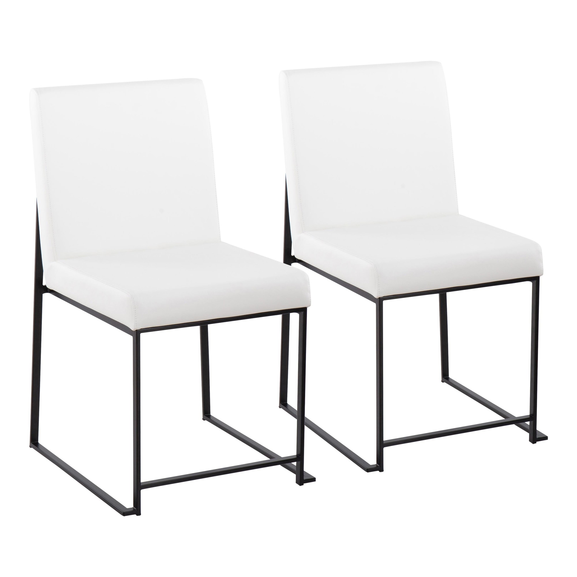 Fuji Black Steel White Faux Leather High Back Dining Chairs (Set of 2) 9 Fuji Black Steel White Faux Leather High Back Dining Chairs (Set of 2) - Image 9