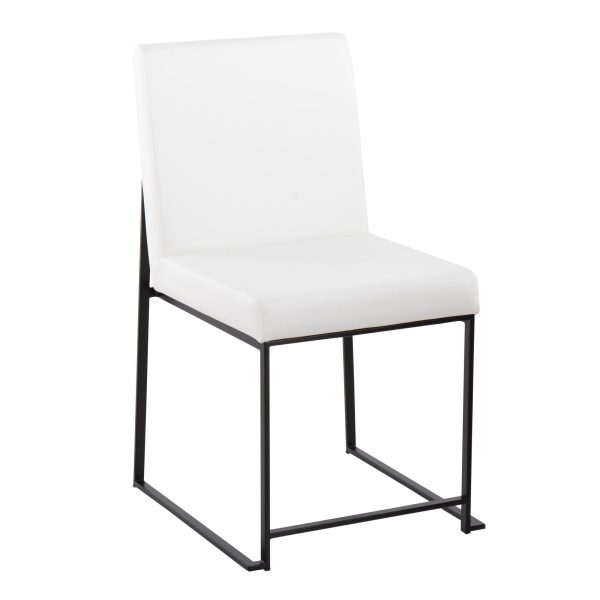 Fuji Black Steel White Faux Leather High Back Dining Chairs Set of 2 9