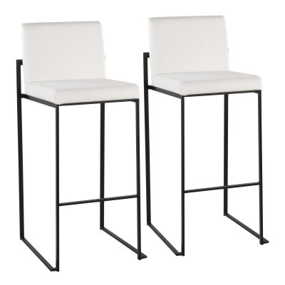 Fuji Black Steel White Velvet Contemporary Barstool (Set of 2)