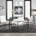 Fuji Black Steel White Velvet High-Back Contemporary Dining Chairs (Set of 2)