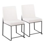 Fuji Black Steel White Velvet High-Back Contemporary Dining Chairs (Set of 2)