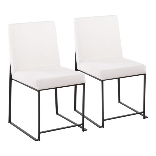 Fuji Black Steel White Velvet High Back Contemporary Dining Chairs Set of 2 4