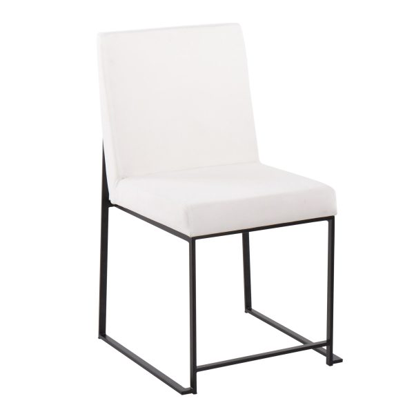 Fuji Black Steel White Velvet High Back Contemporary Dining Chairs Set of 2 5