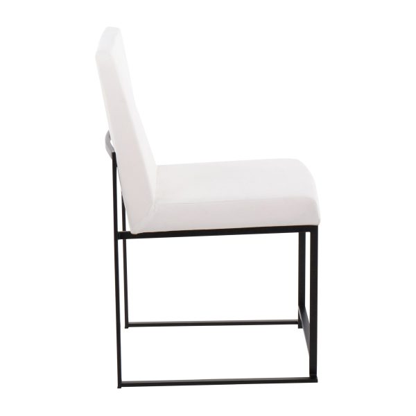 Fuji Black Steel White Velvet High Back Contemporary Dining Chairs Set of 2 6