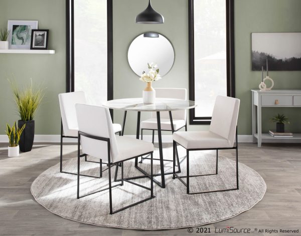 Fuji Black Steel White Velvet High Back Contemporary Dining Chairs Set of 2