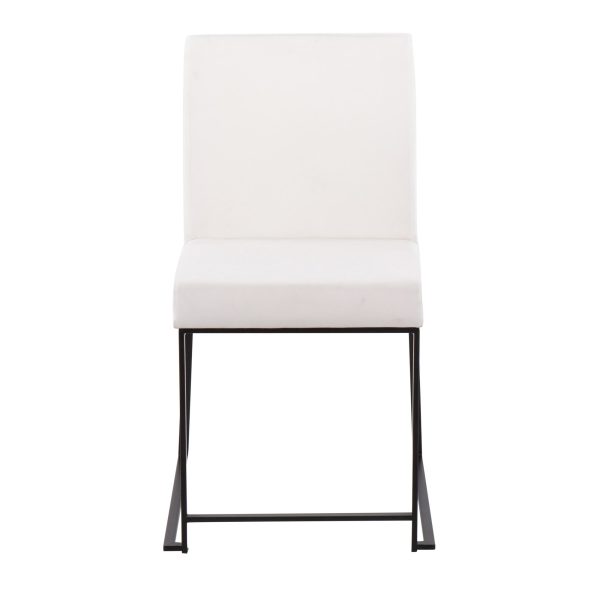 Fuji Black Steel White Velvet High Back Contemporary Dining Chairs Set of 2 9