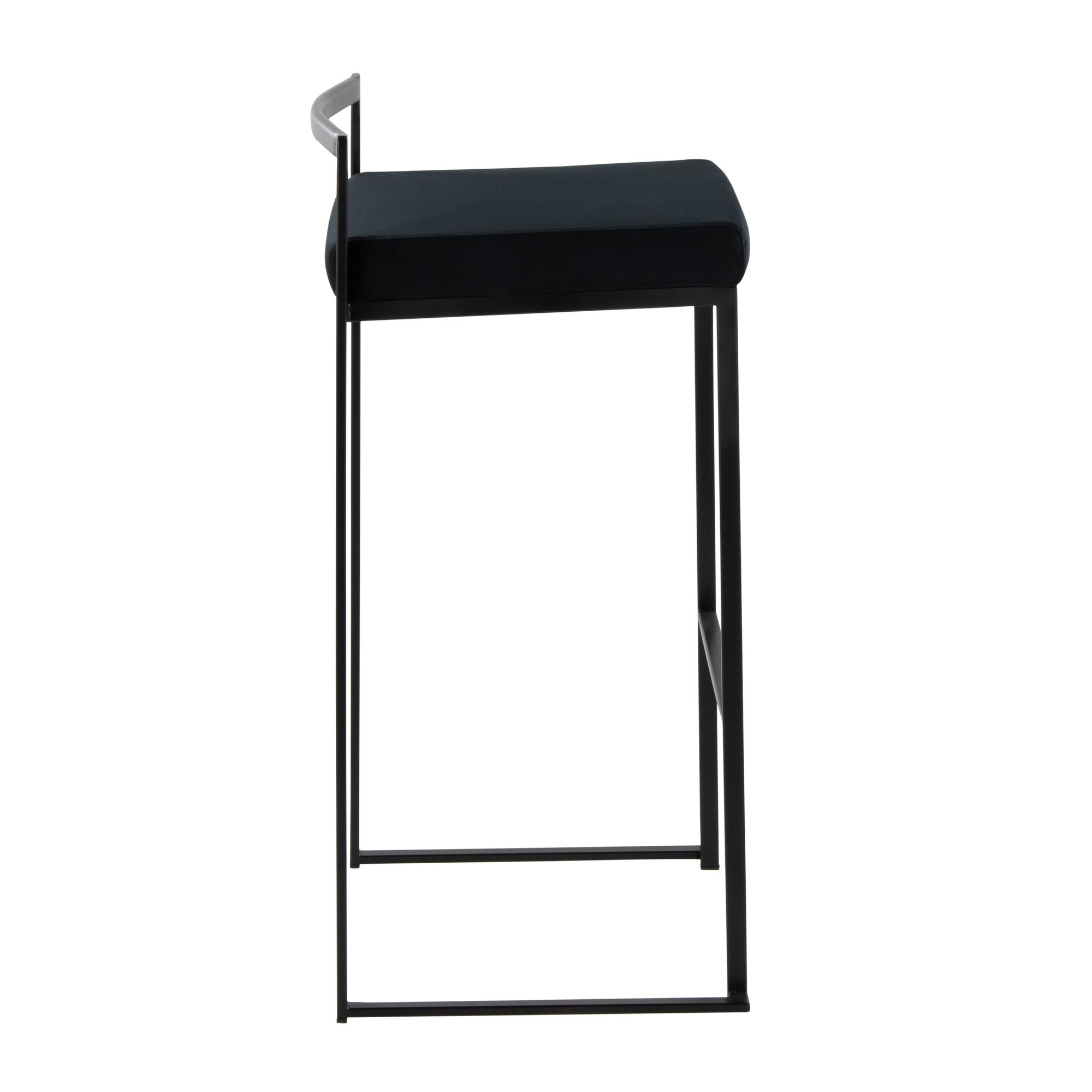 Fuji Black Velvet Contemporary Stackable Bar Stools 30-Inch (Set of 2) 4 Fuji Black Velvet Contemporary Stackable Bar Stools 30-Inch (Set of 2) - Image 4