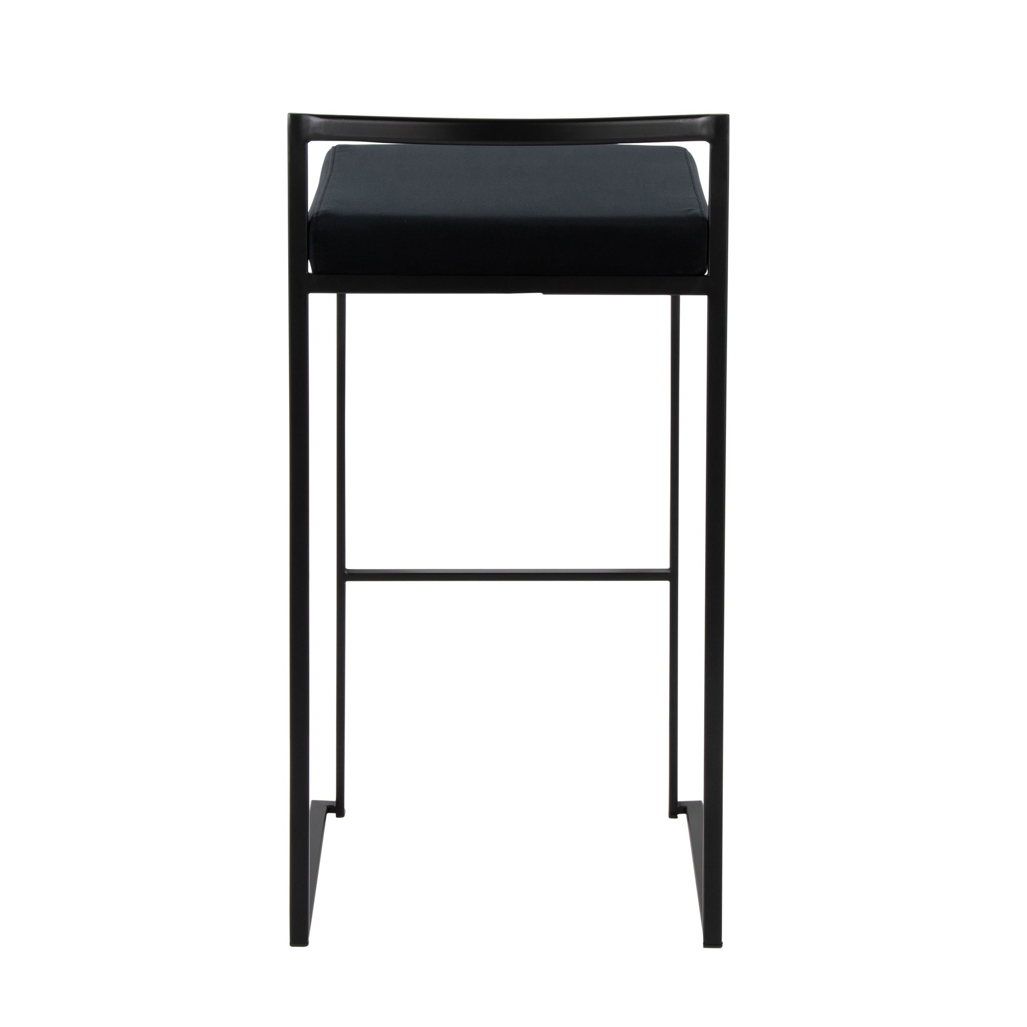 Fuji Black Velvet Contemporary Stackable Bar Stools 30-Inch (Set of 2) 6 Fuji Black Velvet Contemporary Stackable Bar Stools 30-Inch (Set of 2) - Image 6