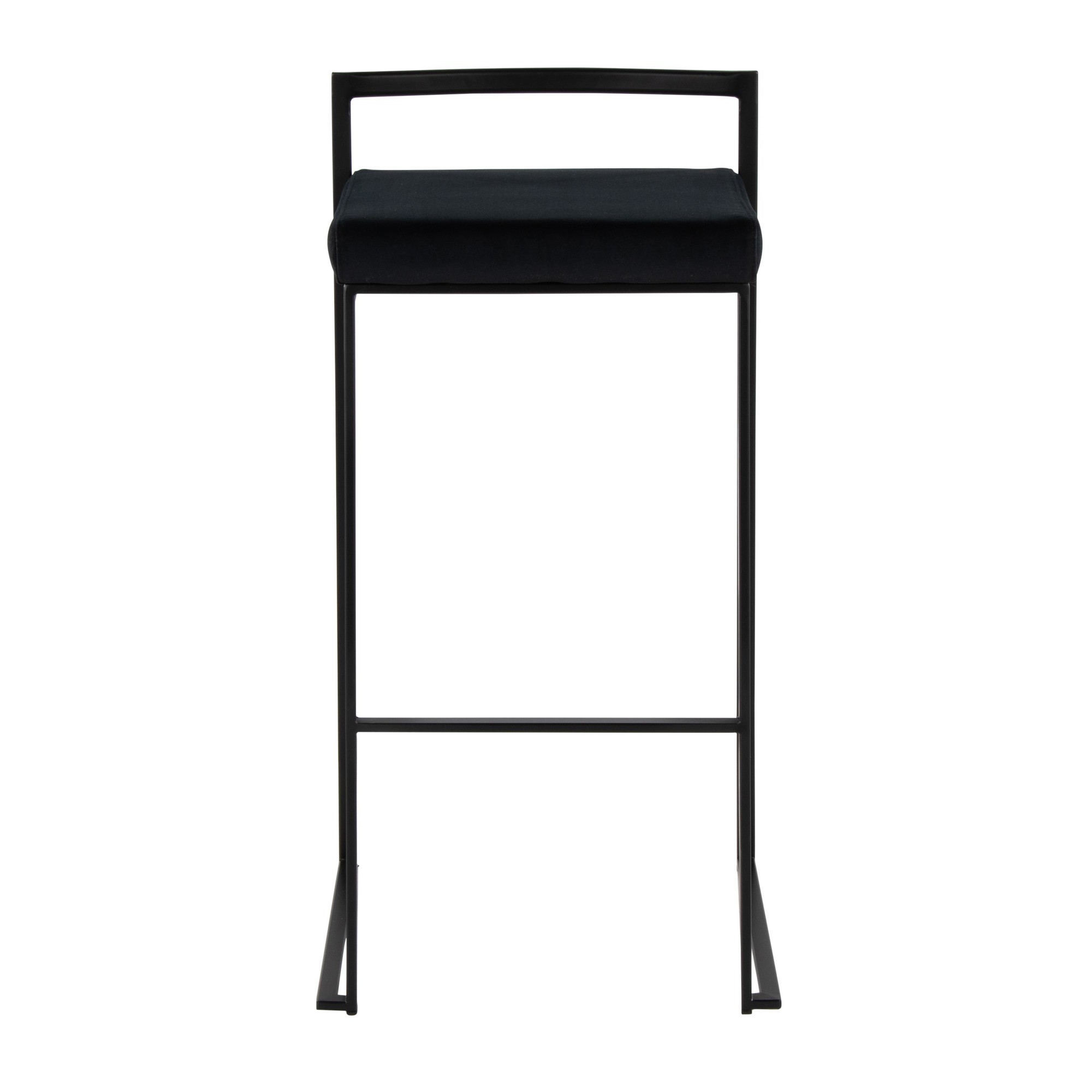Fuji Black Velvet Contemporary Stackable Bar Stools 30-Inch (Set of 2) 7 Fuji Black Velvet Contemporary Stackable Bar Stools 30-Inch (Set of 2) - Image 7