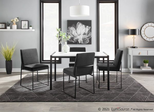 Fuji Black Velvet High Back Contemporary Dining Chairs Set of 2 1